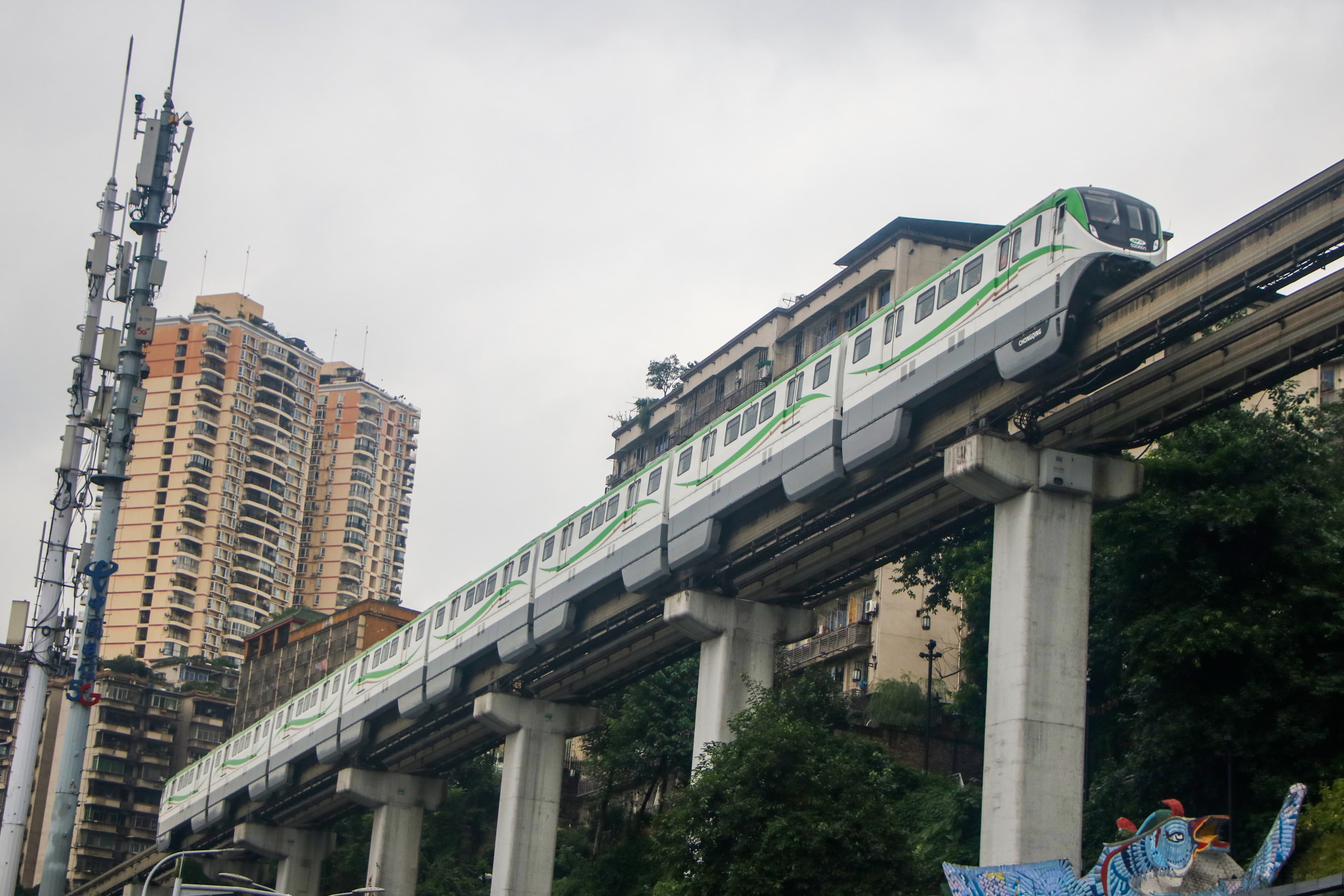 The Chongqing monorail at Liziba